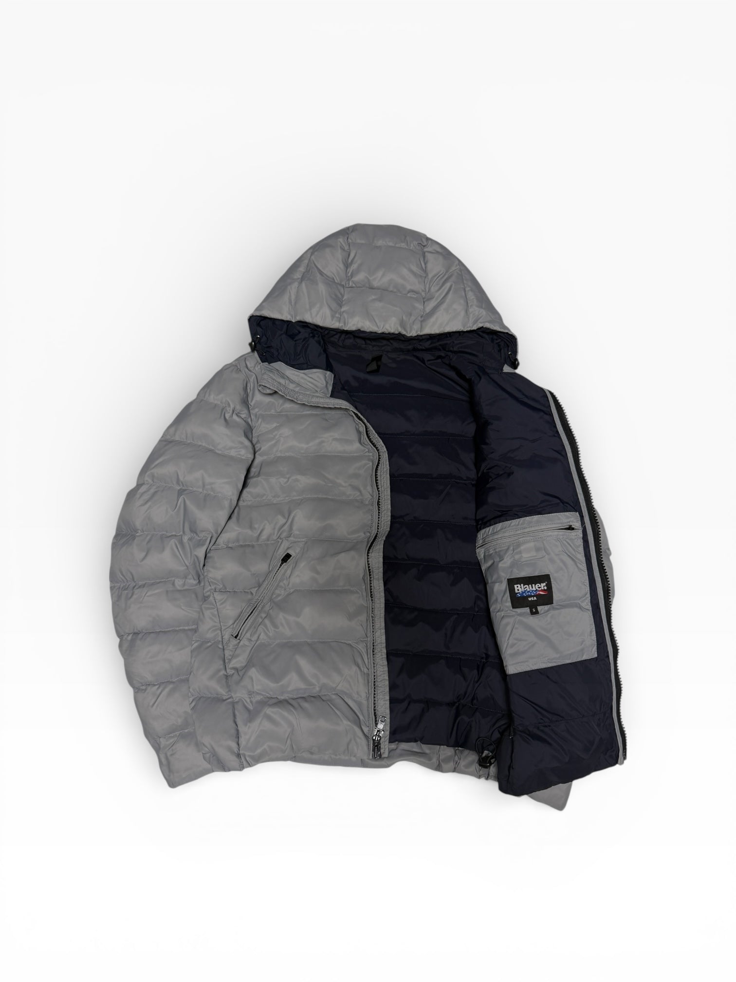 Blauer Puffer Jacke