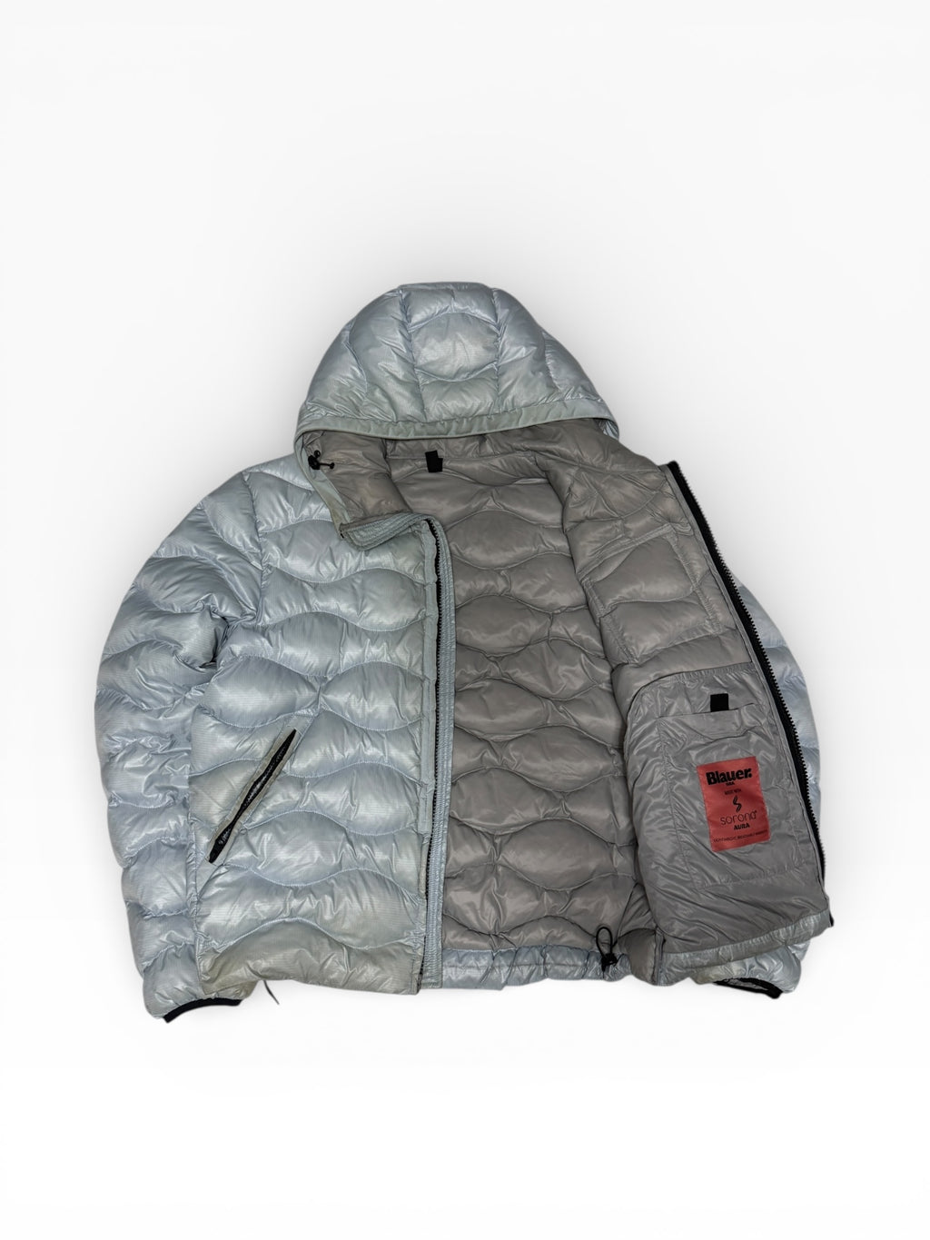 Blauer Pufferjacke Hellblau