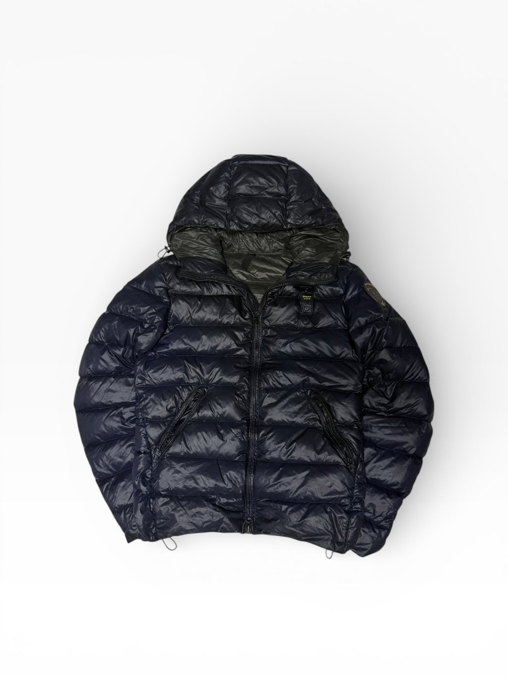 Blauer Pufferjacke