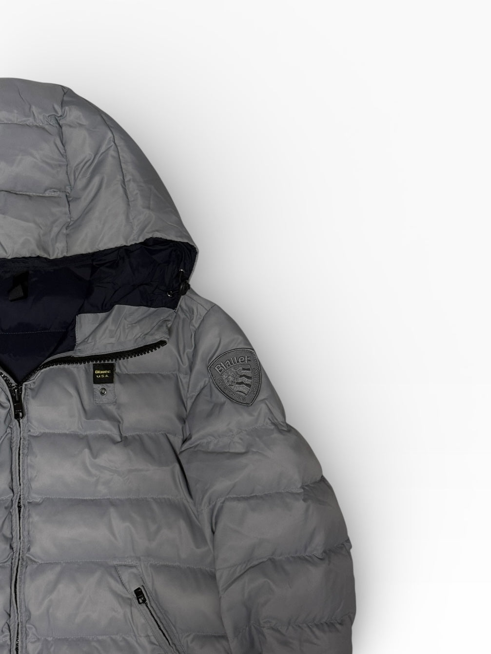 Blauer Puffer Jacke