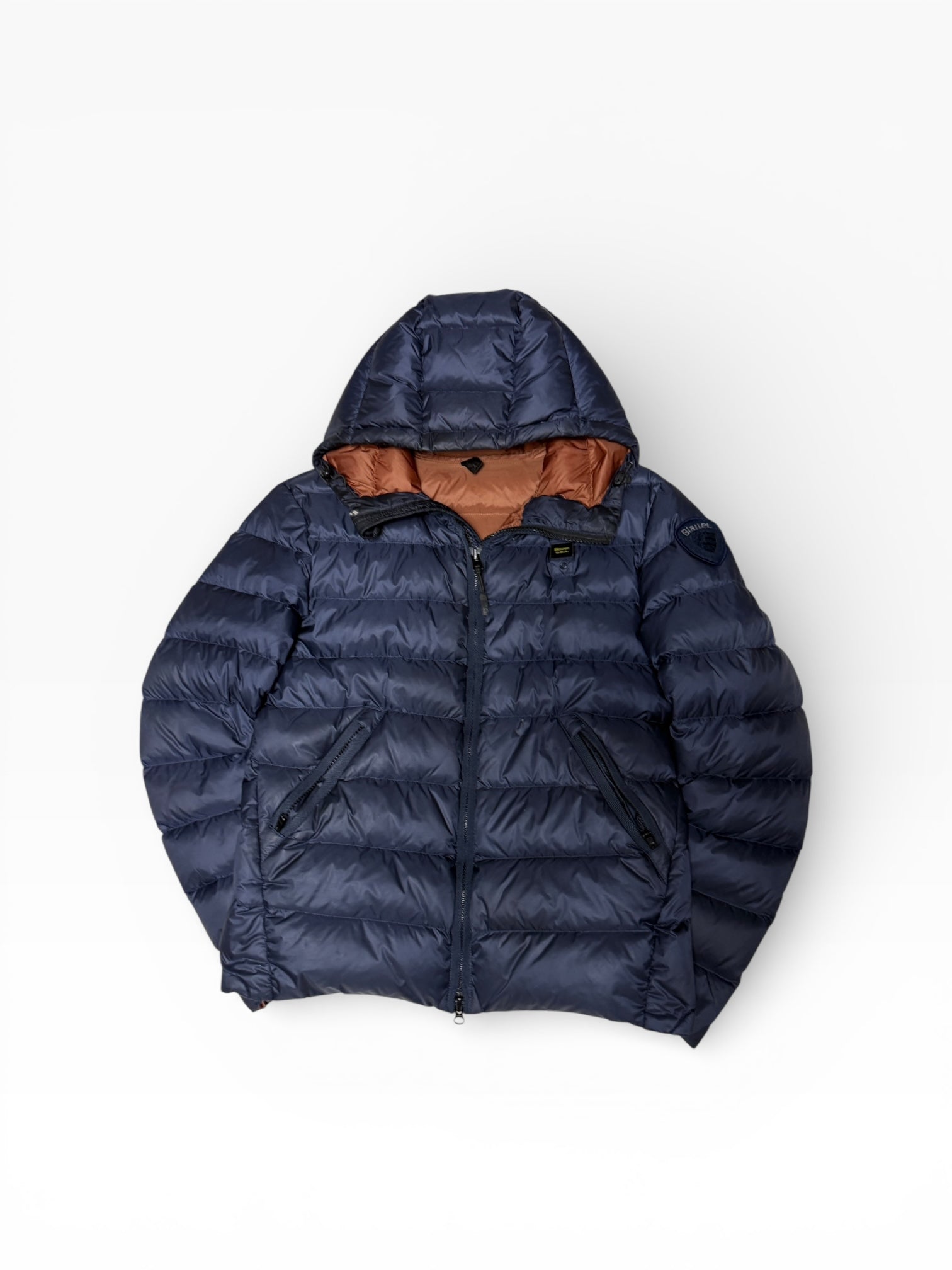 Blauer Pufferjacke