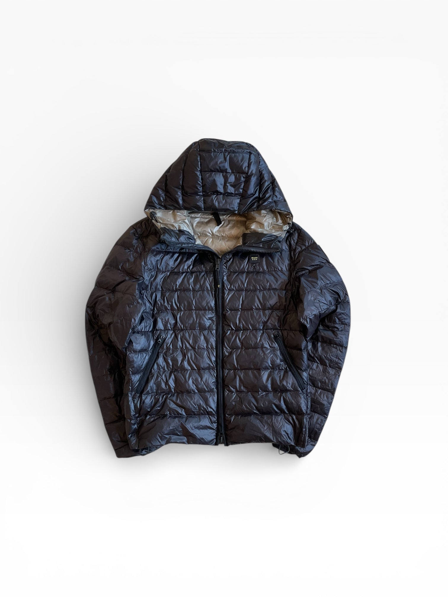 Blauer Pufferjacke
